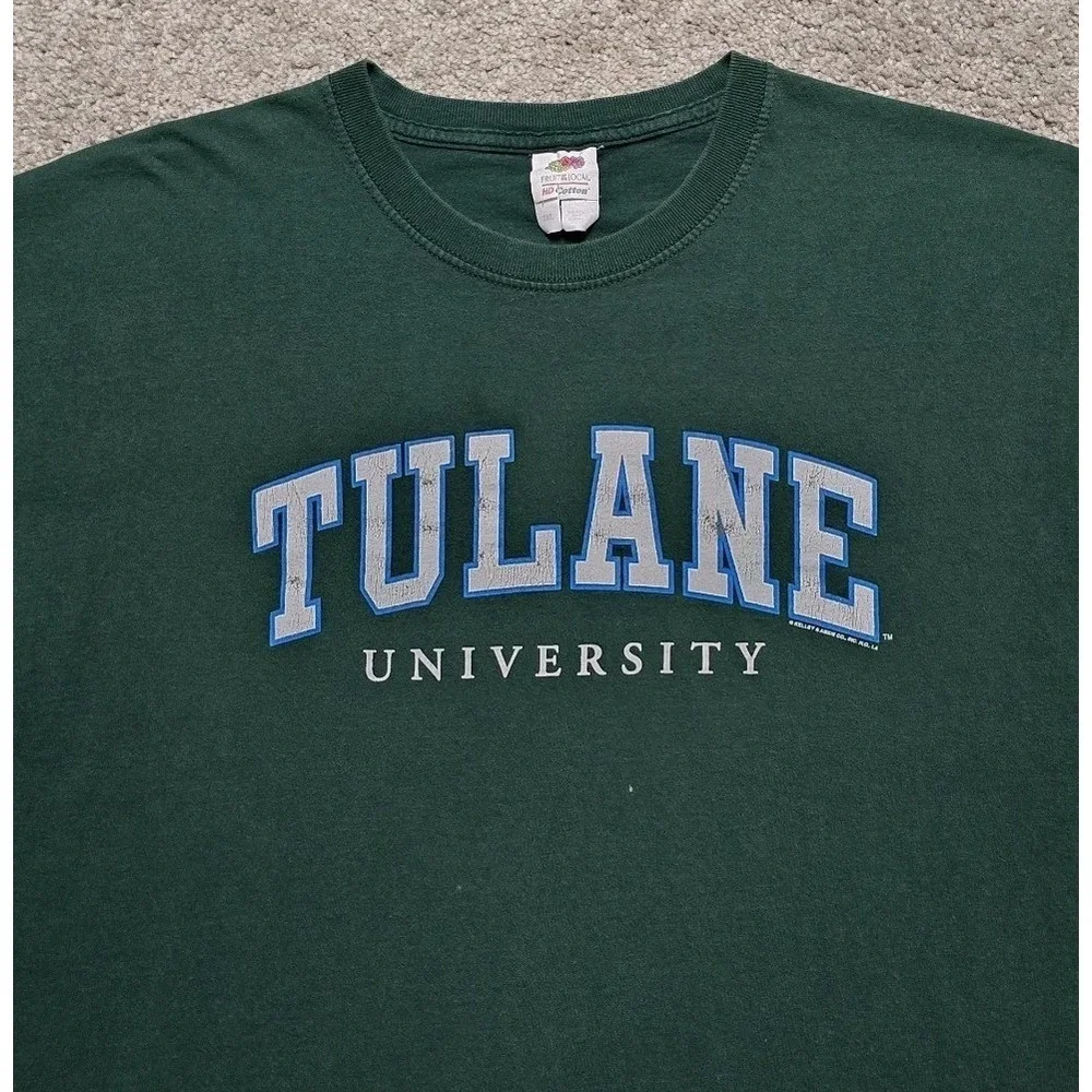Vintage Tulane University Green Wave 90s Graphic T Shirt Mens 2XL